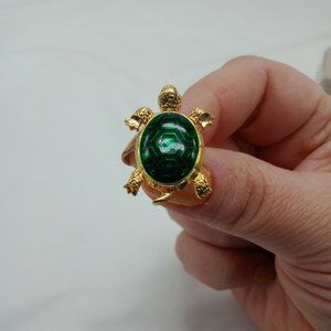 Avon Precious Sentiments Pin Turtle Green And Gold
